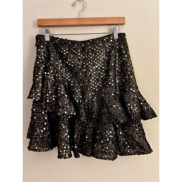 🆕 NWT Tularosa Mara Sequin Ruffle Skirt Size L - Picture 6 of 15